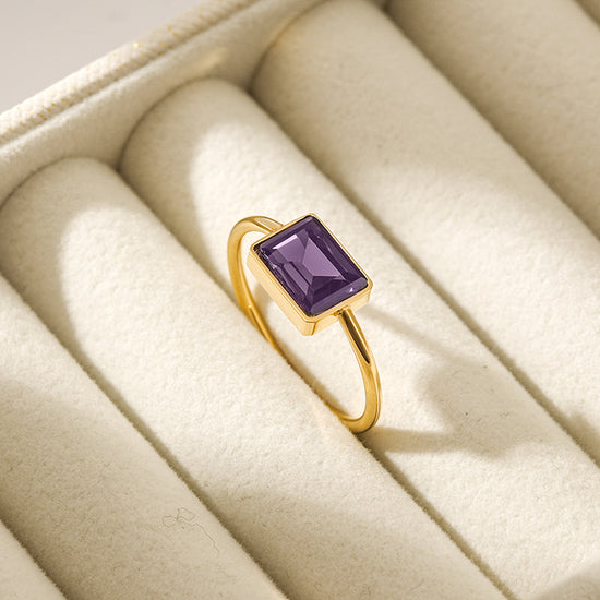 Chic Purple Rectangular Stone Ring