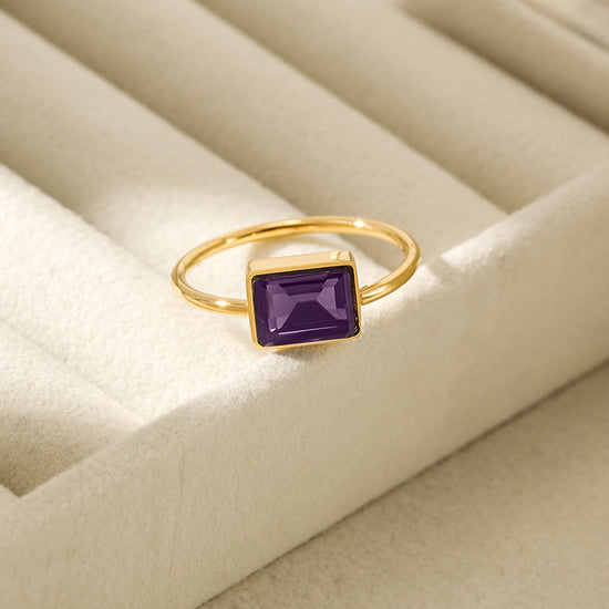 Chic Purple Rectangular Stone Ring