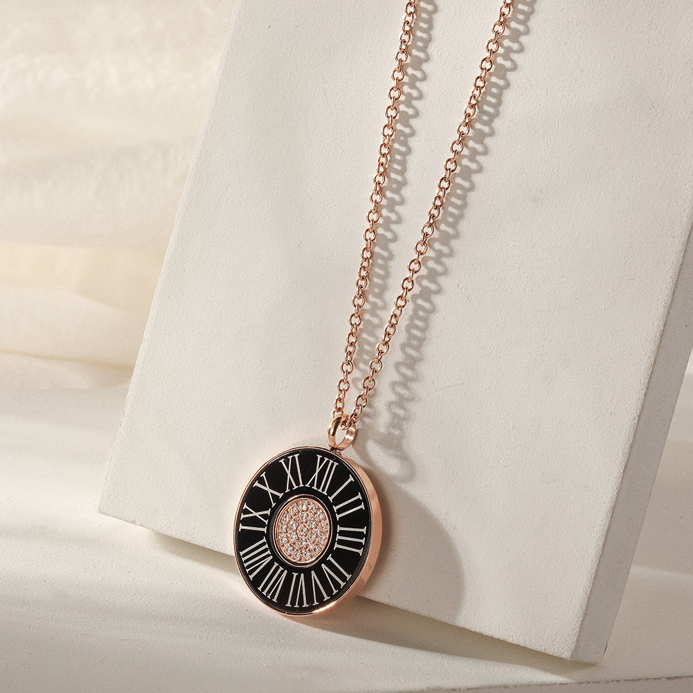 ROMAN NUMERALS SHELL PENDANT NECKLACE