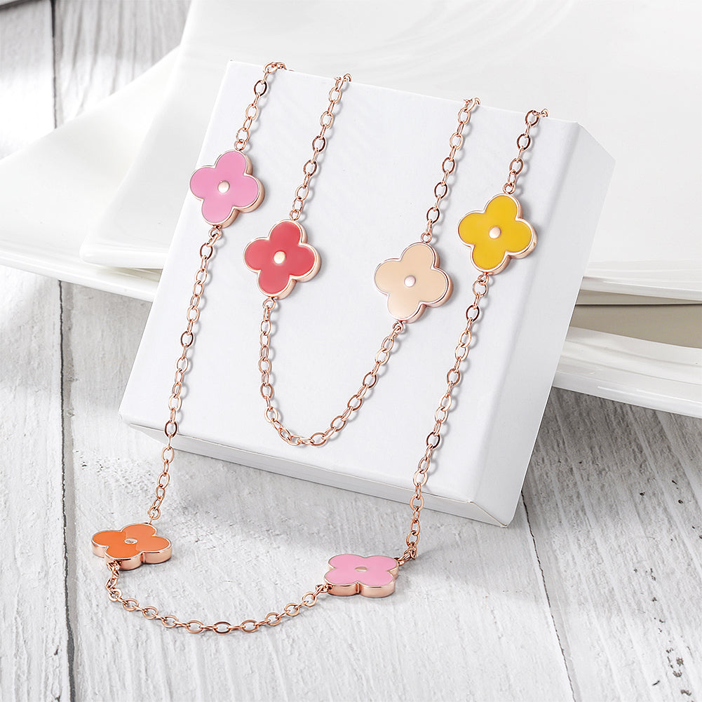 Load image into Gallery viewer, MULTI-COLOR CLOVER CHAIN NECKLACE
