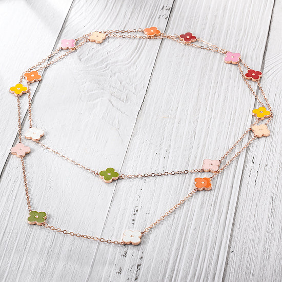 MULTI-COLOR CLOVER CHAIN NECKLACE