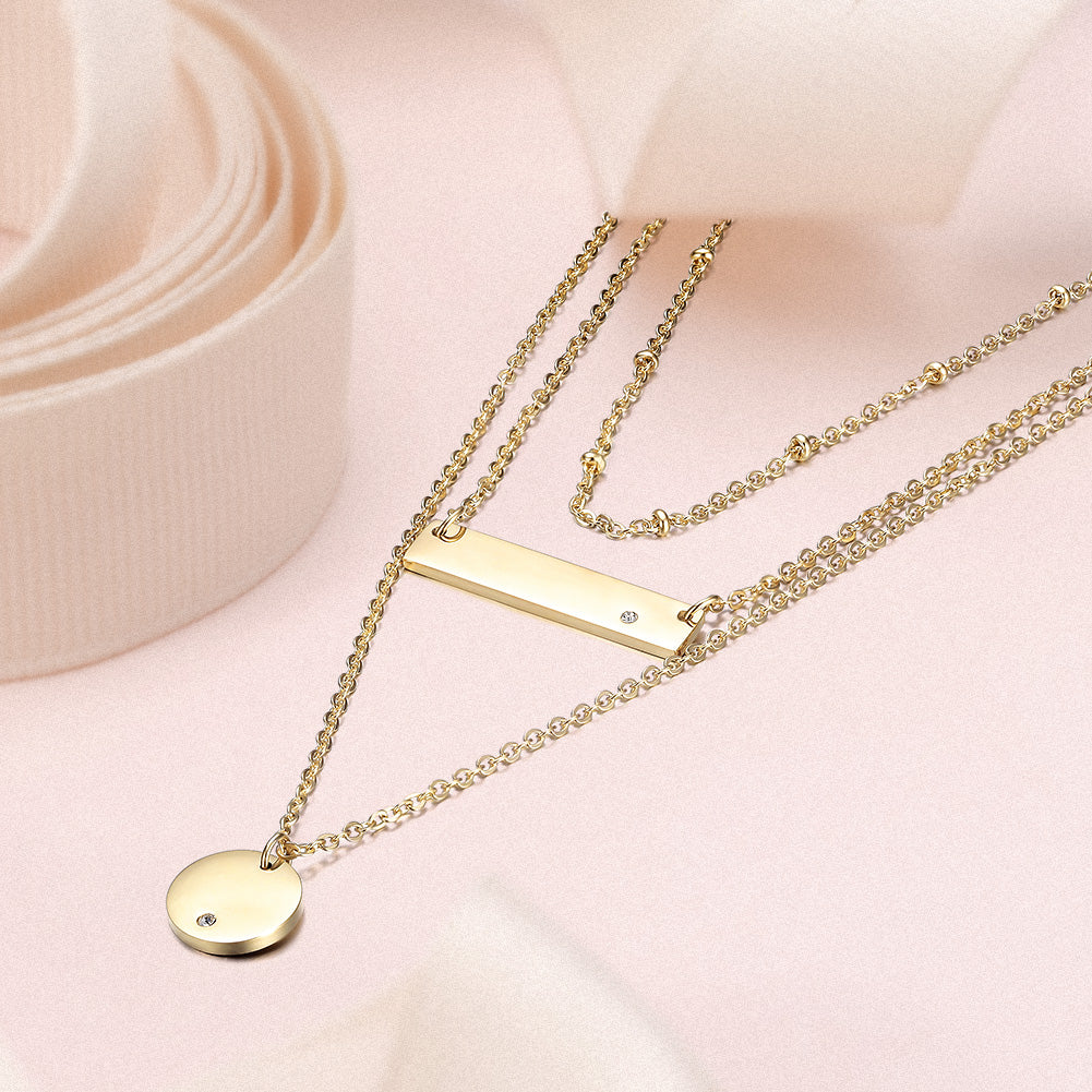 Engravable Triple Layer Necklace