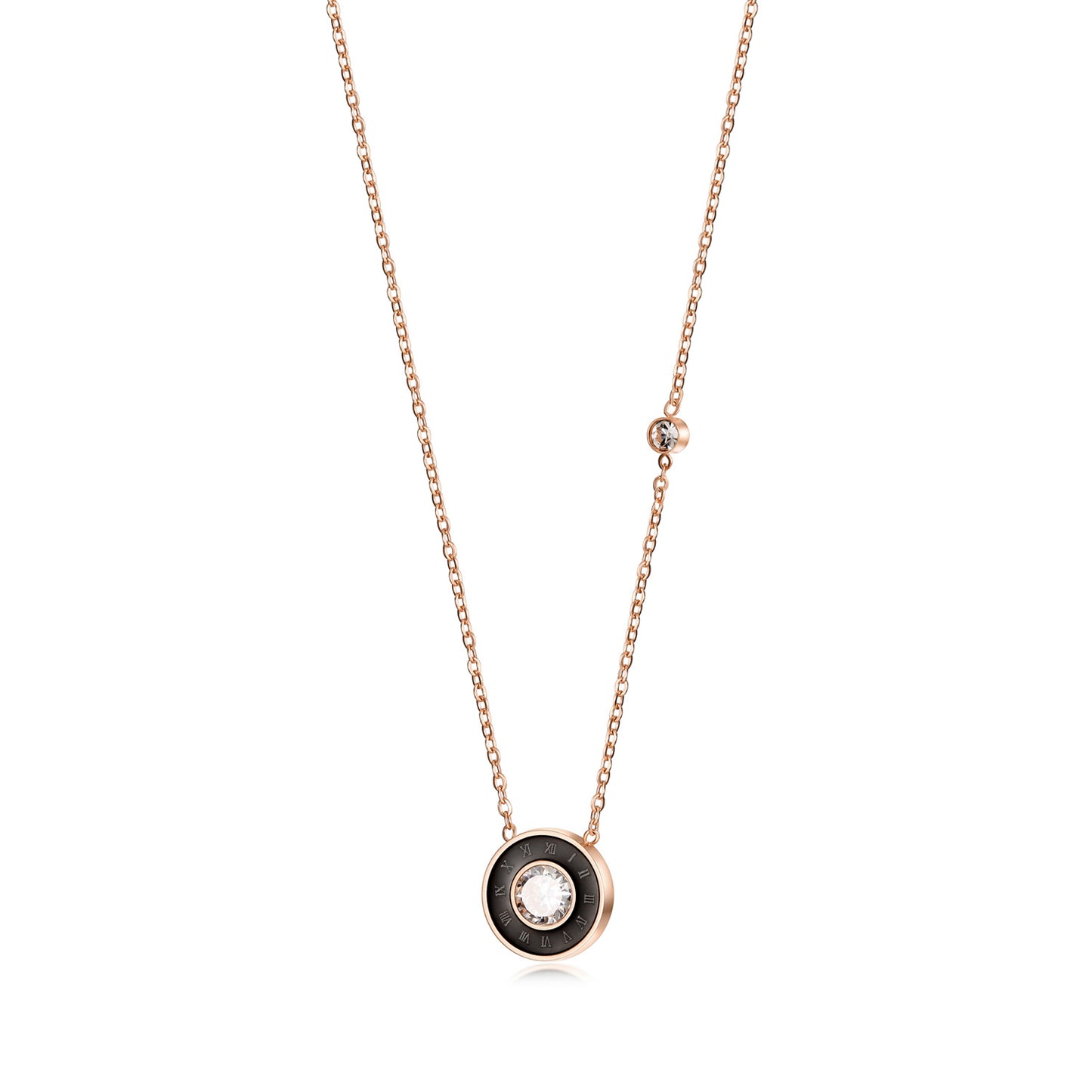 Load image into Gallery viewer, ROMAN NUMERALS CZ DISC NECKLACE

