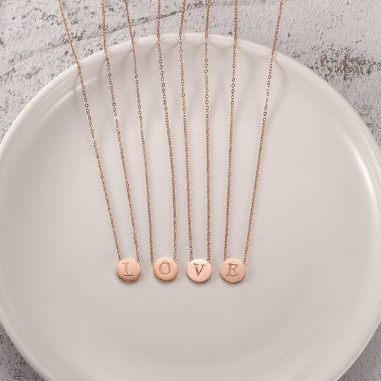 Round Opal Pendant Necklace-Rose Gold