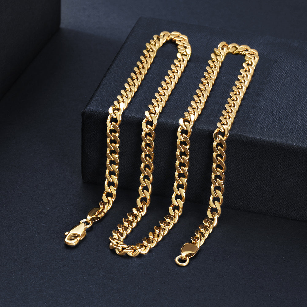 5mm Gold Hip Hop Cuban Chain Necklace