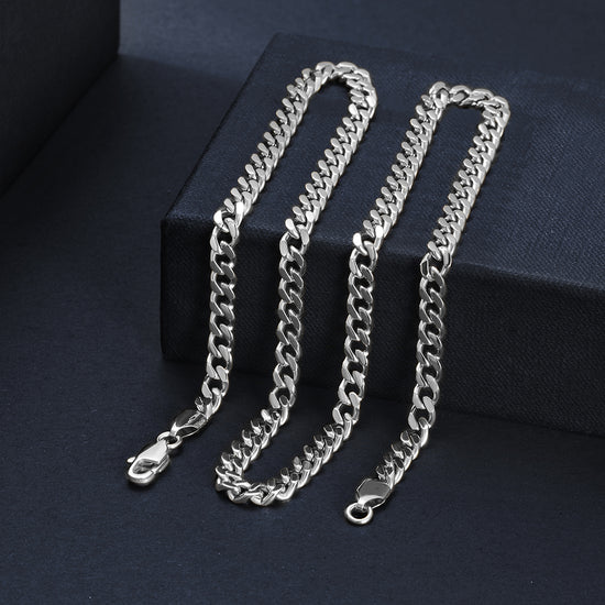 5mm Silver Hip Hop Cuban Chain Necklace