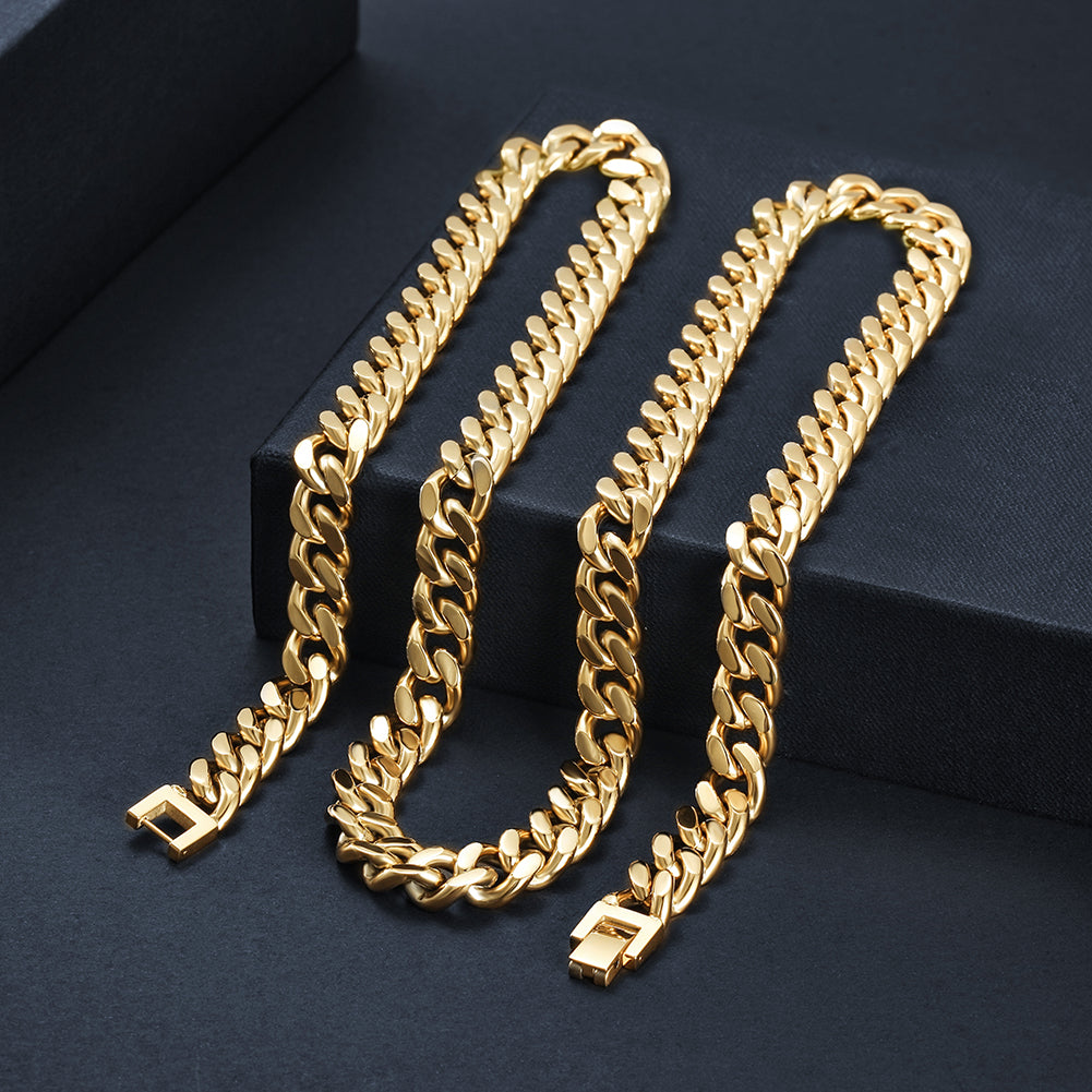 10mm Gold Hip Hop Cuban Chain Necklace