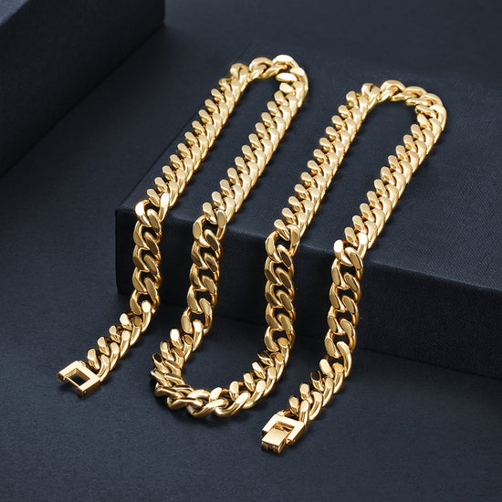 Load image into Gallery viewer, 10mm Gold Hip Hop Cuban Chain Necklace
