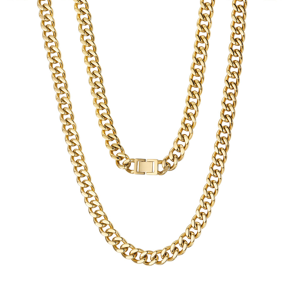 10mm Gold Hip Hop Cuban Chain Necklace