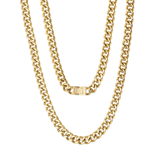 10mm Gold Hip Hop Cuban Chain Necklace