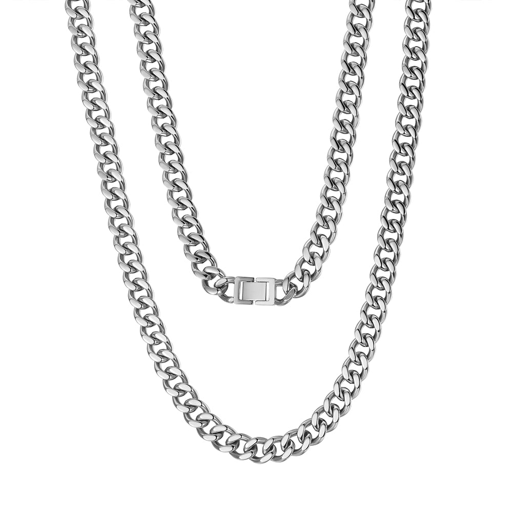 12mm Silver Hip Hop Cuban Chain Necklace