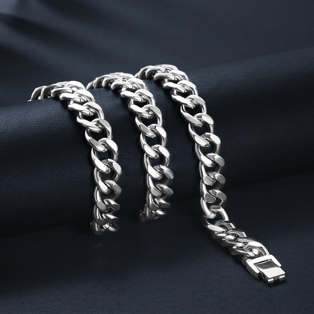 12mm Silver Hip Hop Cuban Chain Necklace