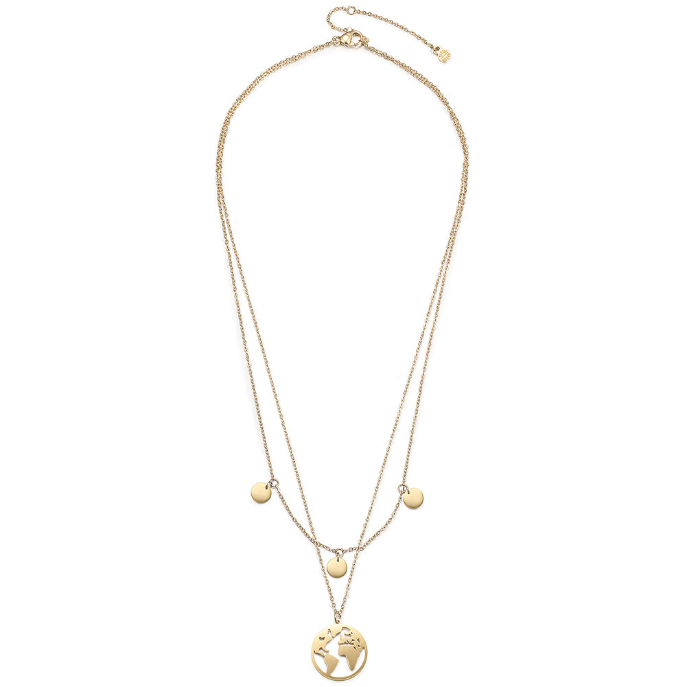 Envy Triple Layer Gold Pendant Necklace