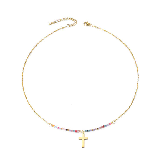 Load image into Gallery viewer, Colorful Beaded Cross Necklace
