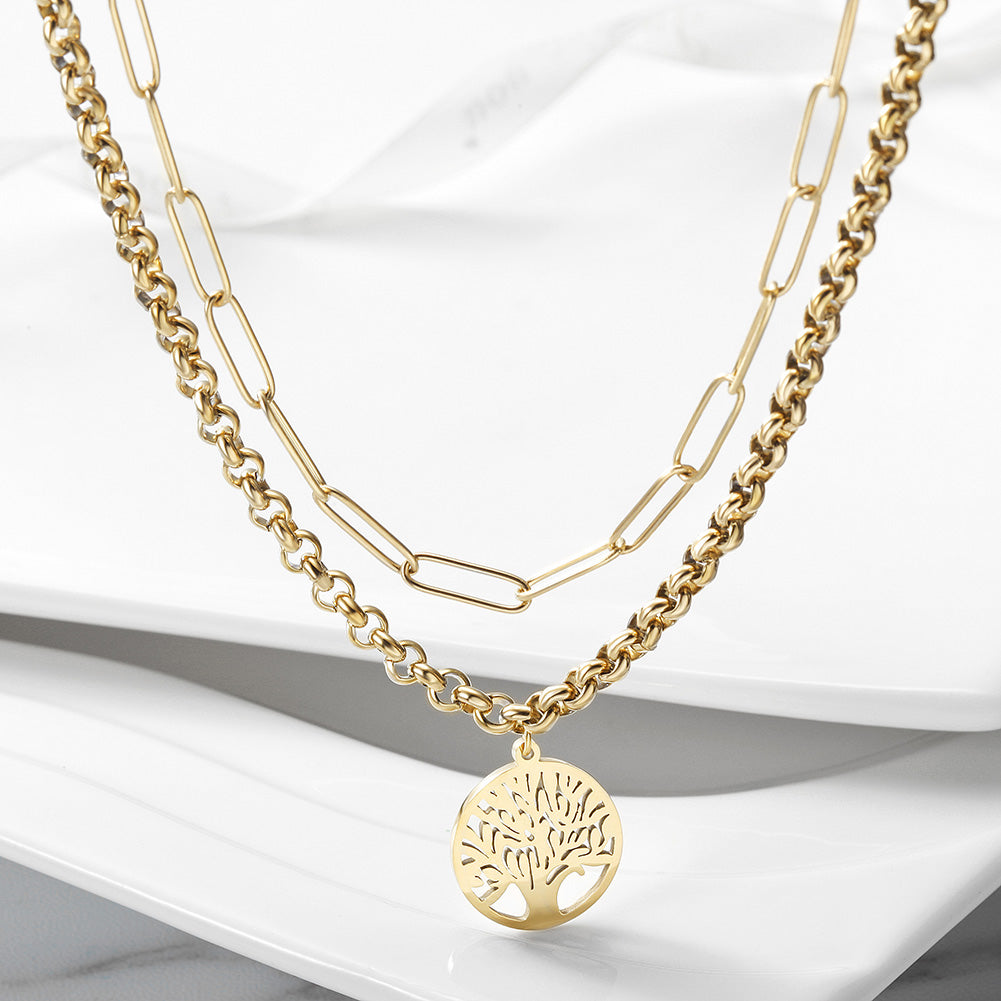 Load image into Gallery viewer, Layered Wishing Tree Pendant Necklace
