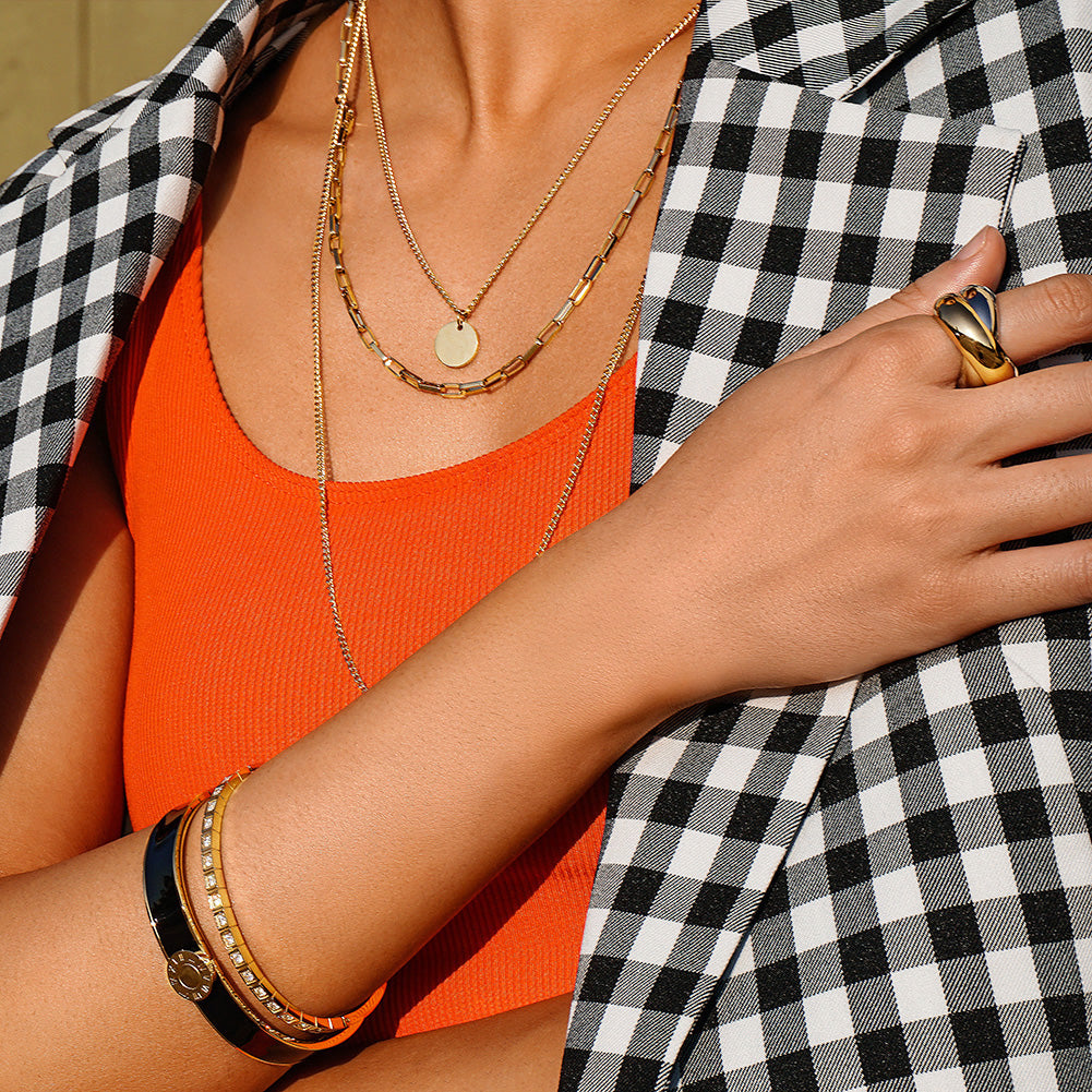 Enamel Pavé Bangle Set