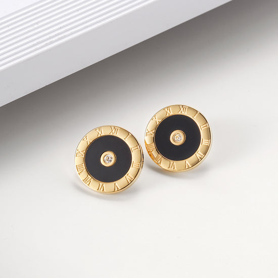 Roman Numeral Round Earrings