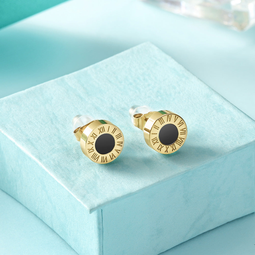 Load image into Gallery viewer, MINI ROMAN NUMERALS STUD EARRINGS
