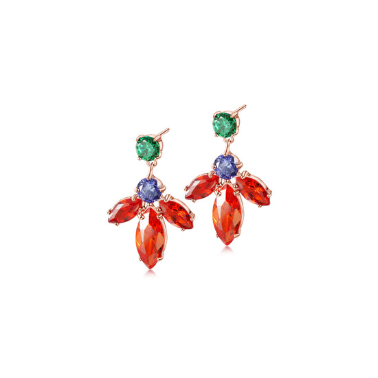 Load image into Gallery viewer, Floral Cubic Zirconia Drop Earrings

