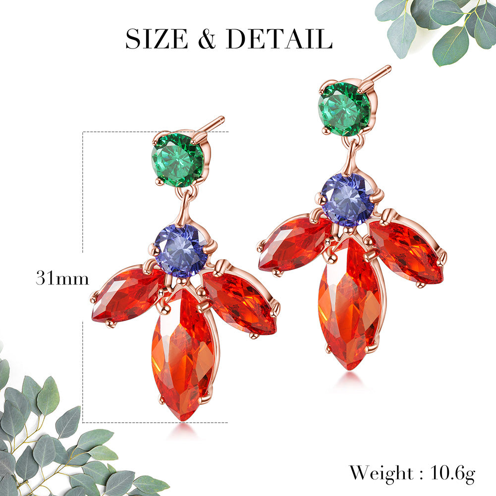 Load image into Gallery viewer, Floral Cubic Zirconia Drop Earrings
