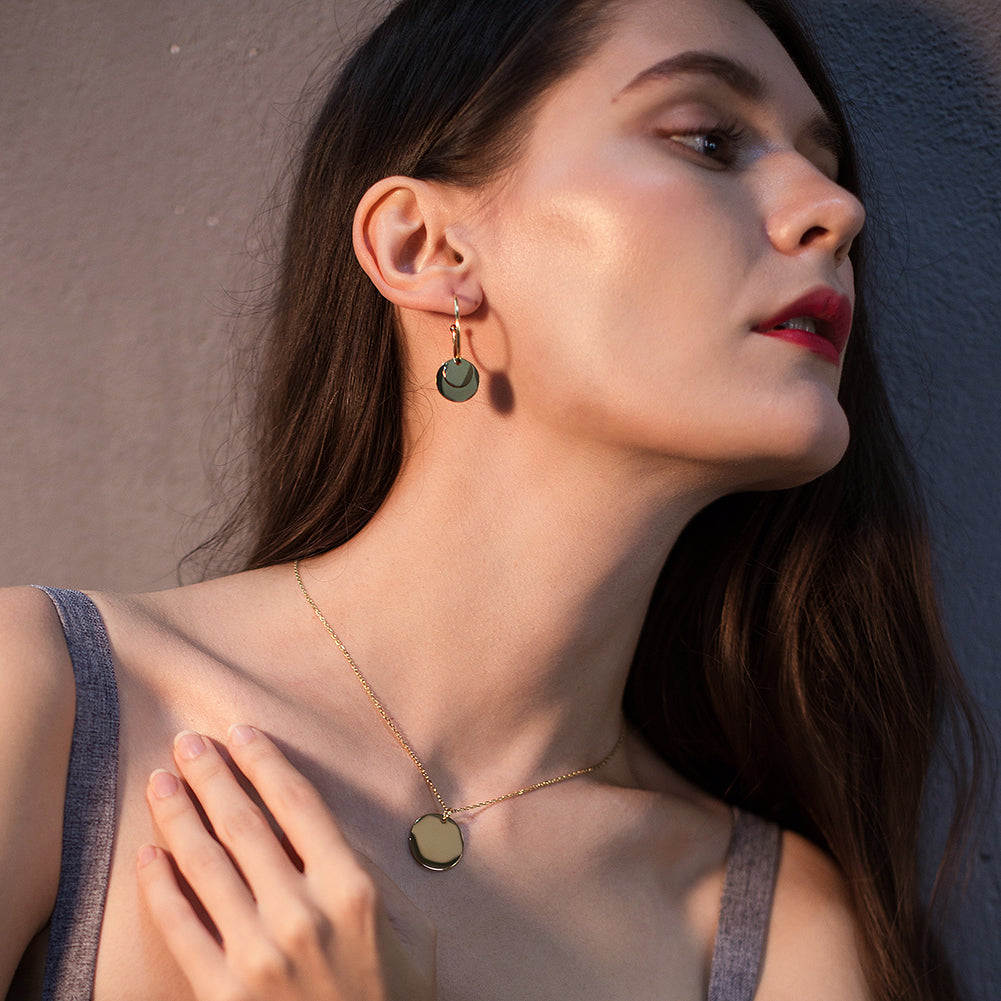 Load image into Gallery viewer, Layered Discs Drop Earrings
