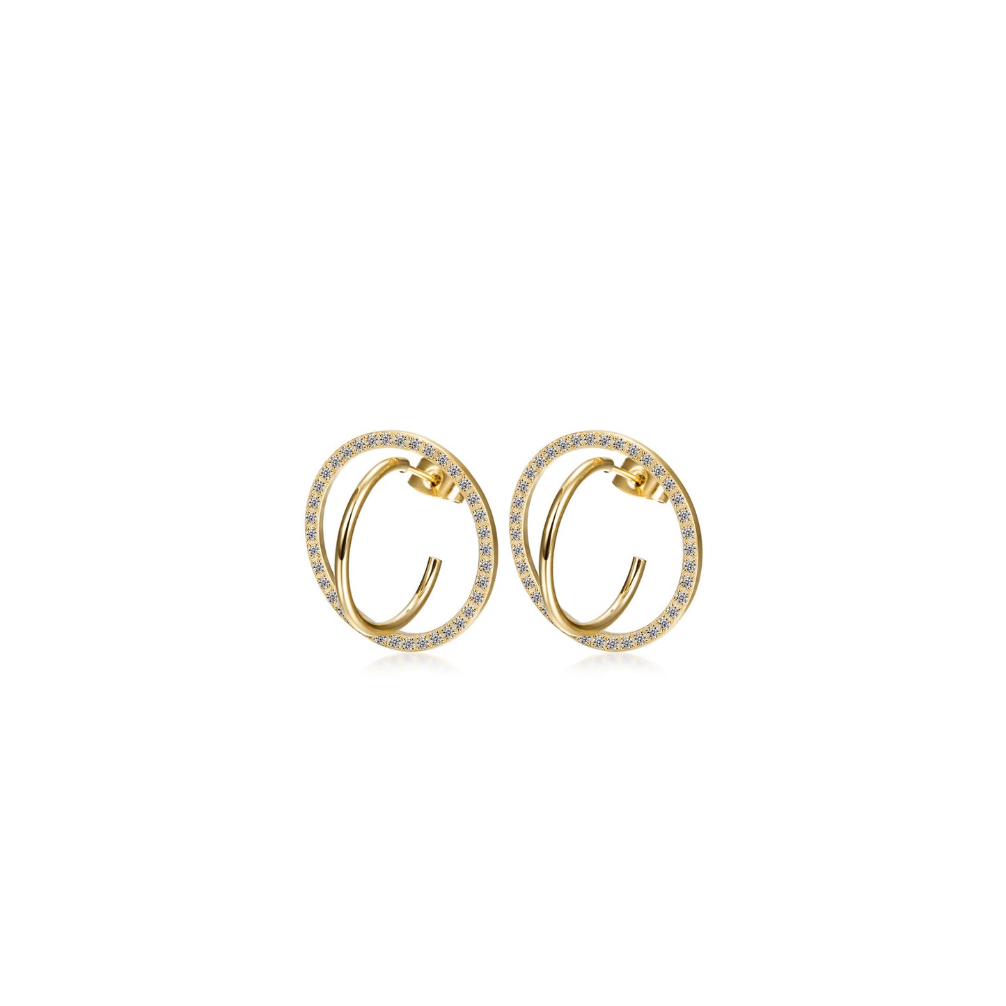 CZ Encrusted Coil-Link Earrings