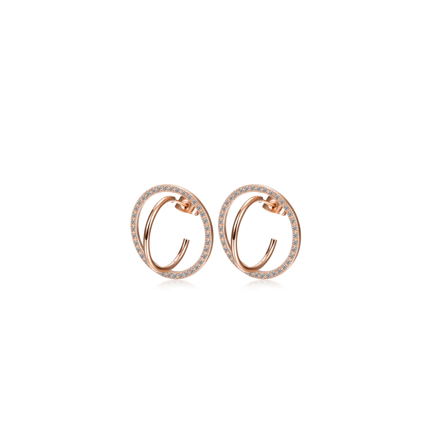 CZ Encrusted Coil-Link Earrings