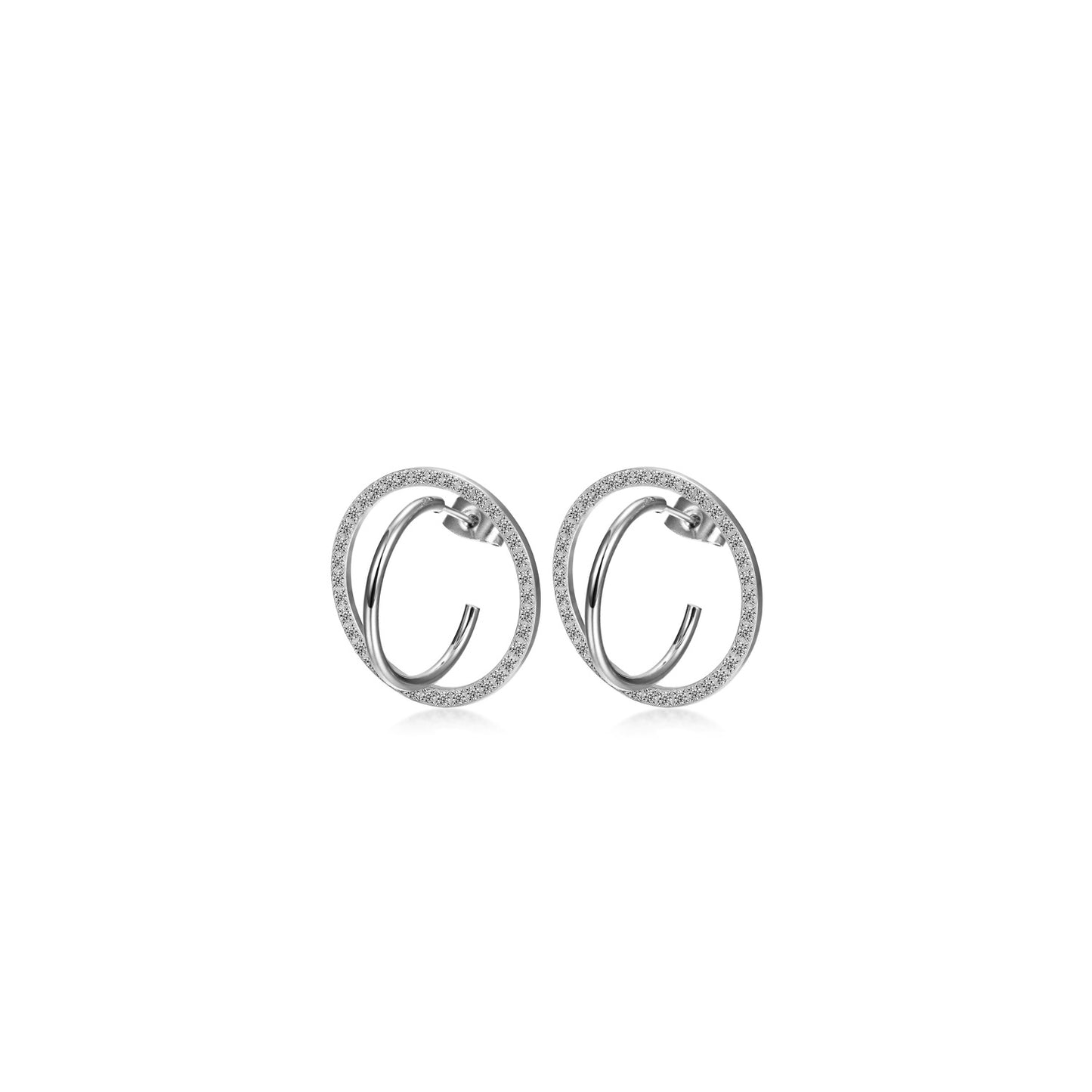 CZ Encrusted Coil-Link Earrings