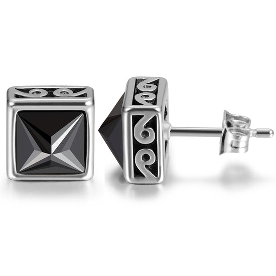 Black Square CZ Stud Earrings