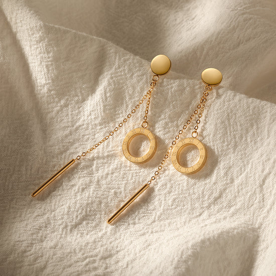 Roman Numerals Drop Earrings