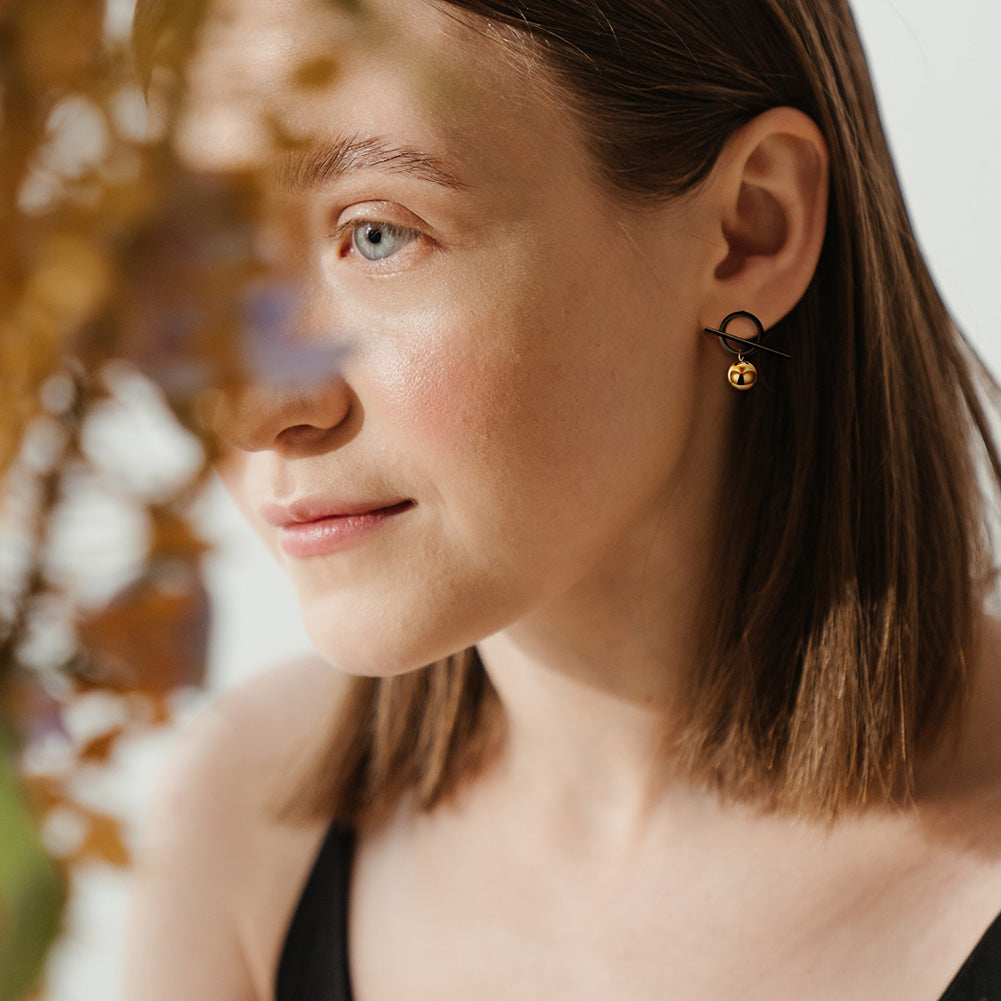 Bar Metal Ball Geometric Drop Earrings