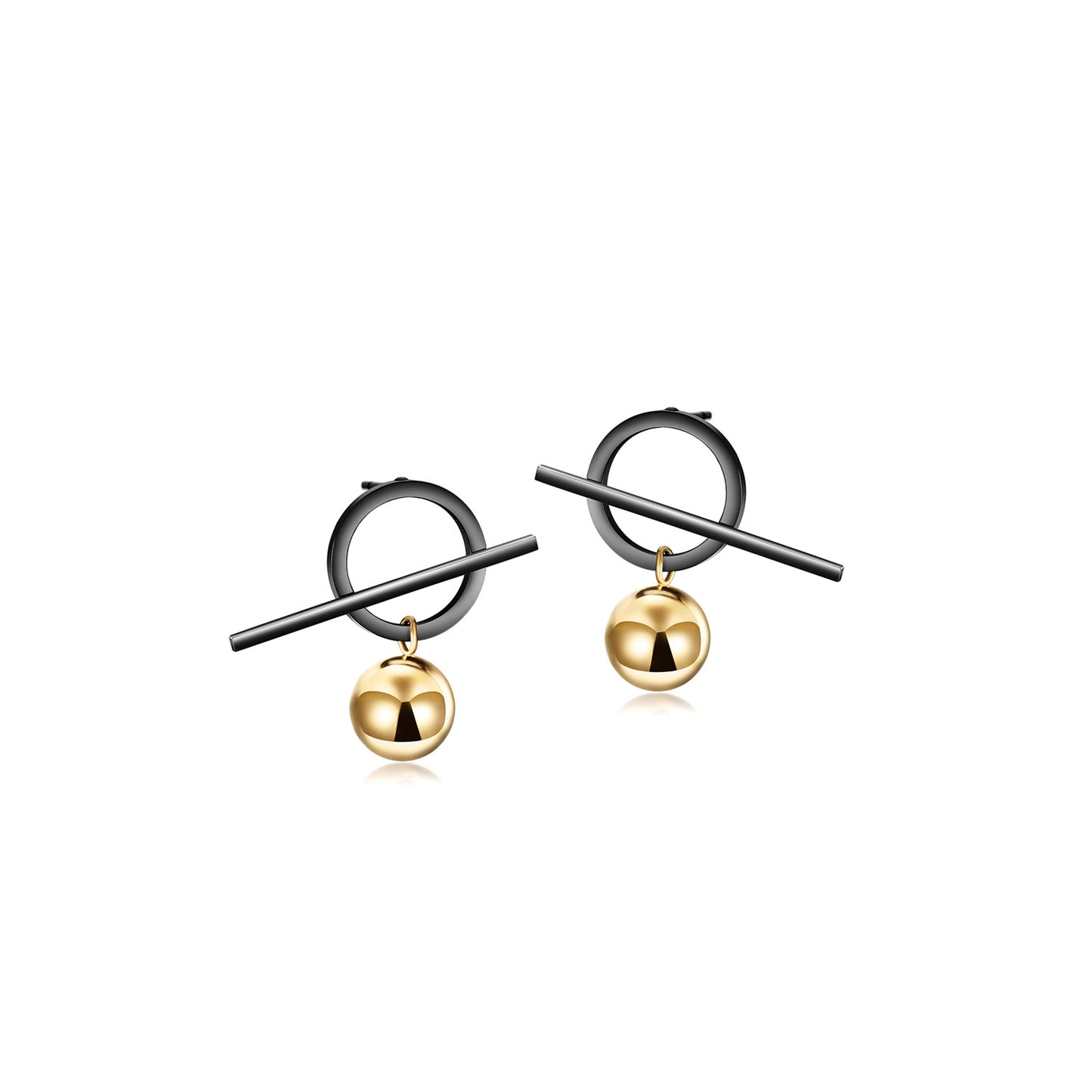 Bar Metal Ball Geometric Drop Earrings