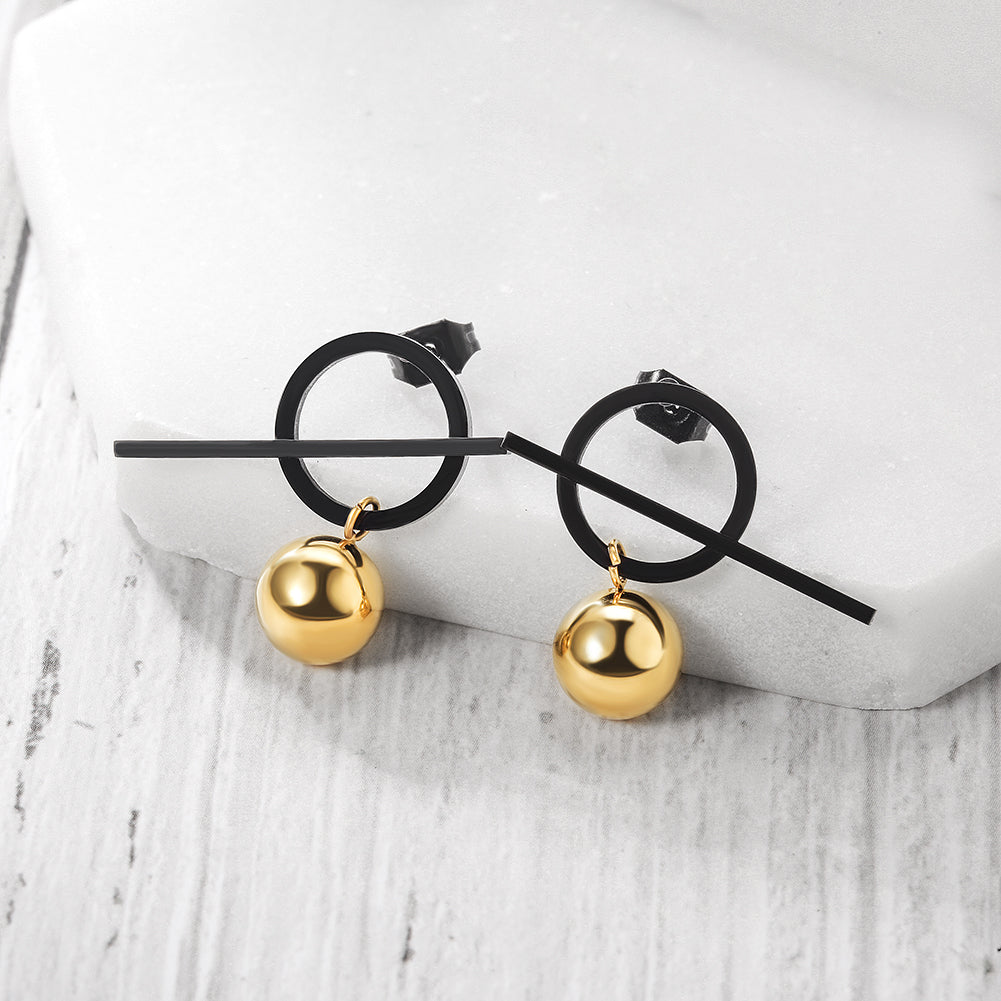 Bar Metal Ball Geometric Drop Earrings