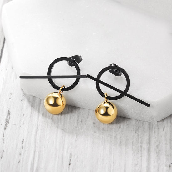 Bar Metal Ball Geometric Drop Earrings