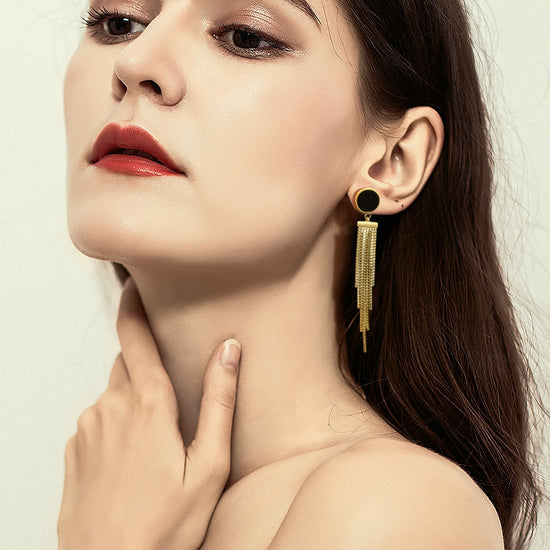 Zephyrr Fashion Chain Tassel Long Earrings Gold Polish Party Wear Women  Jewelry(JAE-4817)