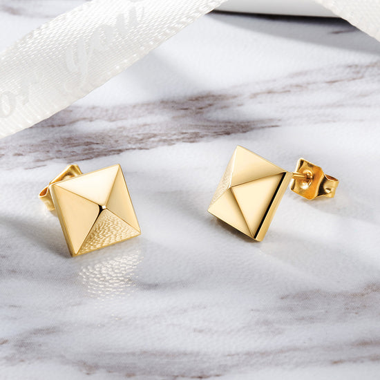 Gold Square Studs