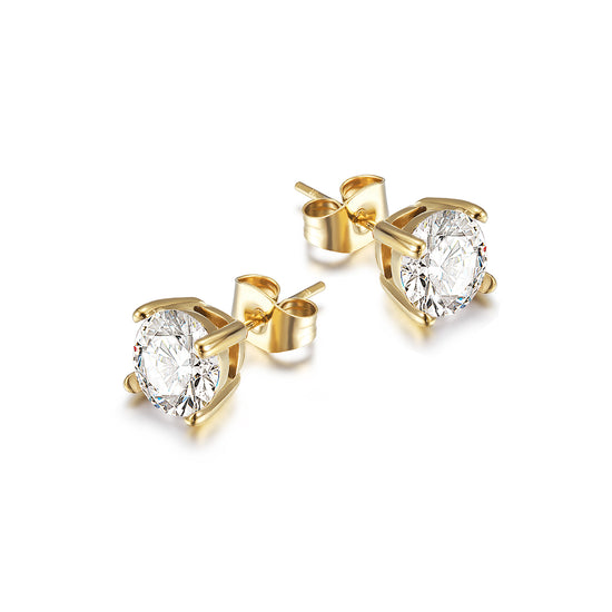 Basket-Set Round CZ Stud Earrings