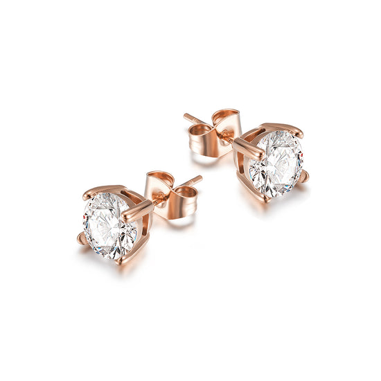 Basket-Set Round CZ Stud Earrings