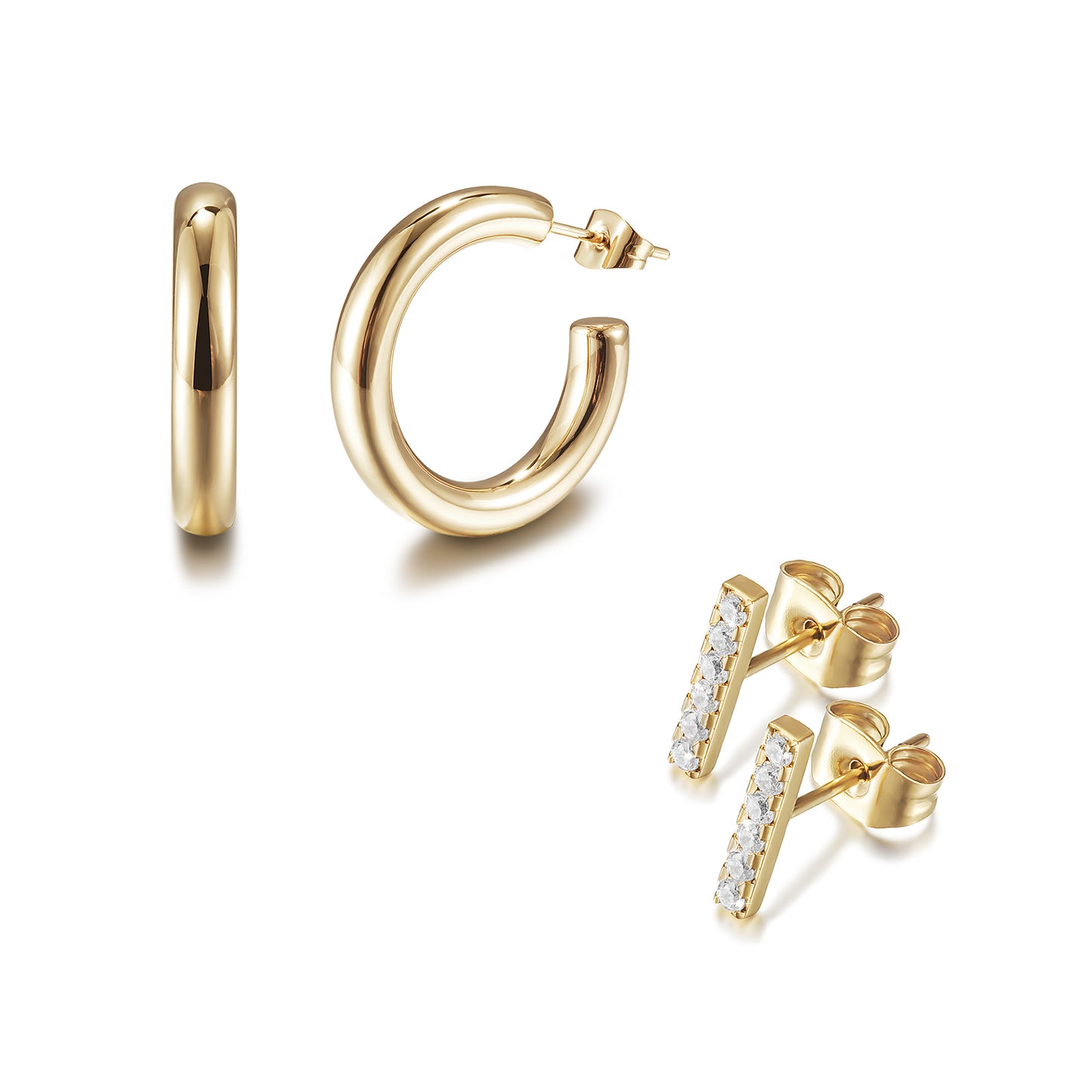 CZ Hoop Earring Set