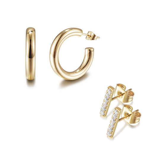 CZ Hoop Earring Set