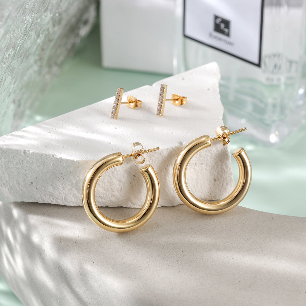 CZ Hoop Earring Set