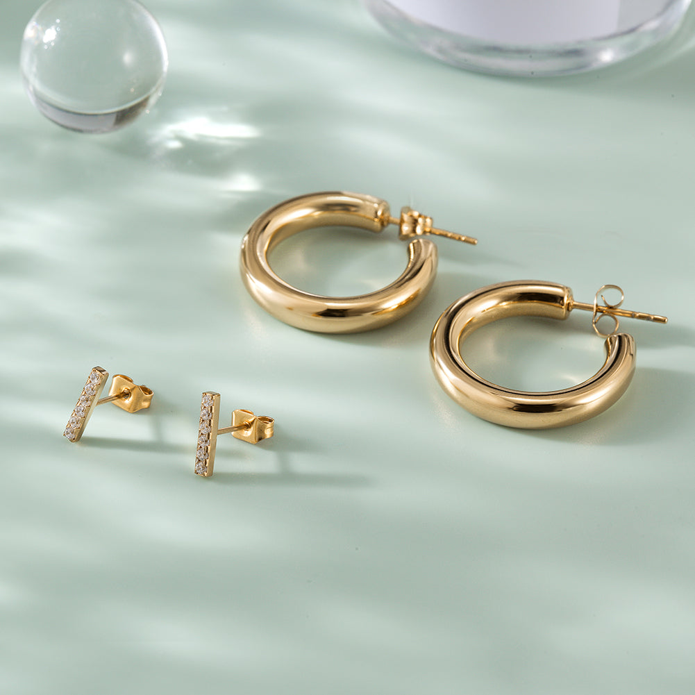 CZ Hoop Earring Set