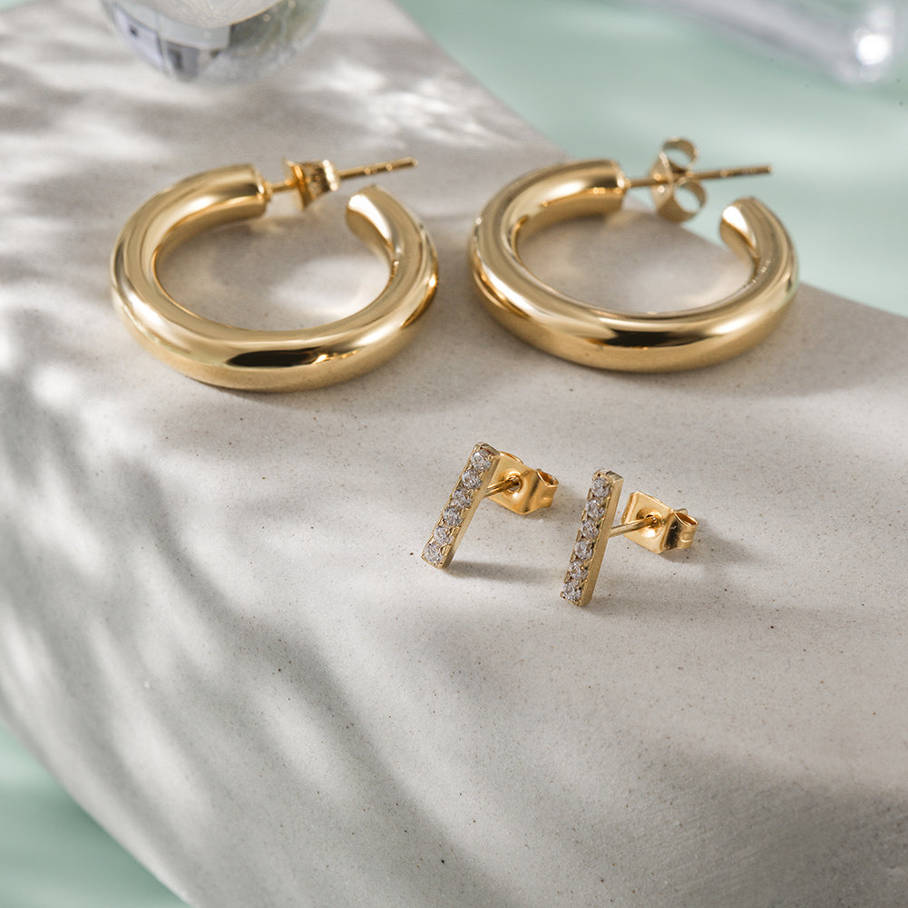 CZ Hoop Earring Set