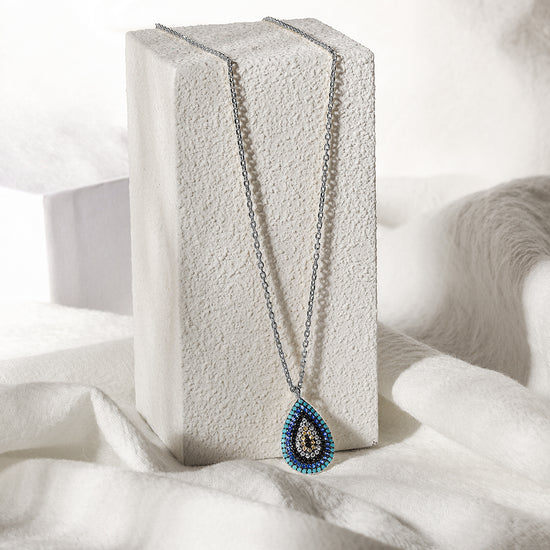 Tiny Evil Eye Necklace, .925 Sterling Silver Diamond CZ Waterproof Dai –  KesleyBoutique