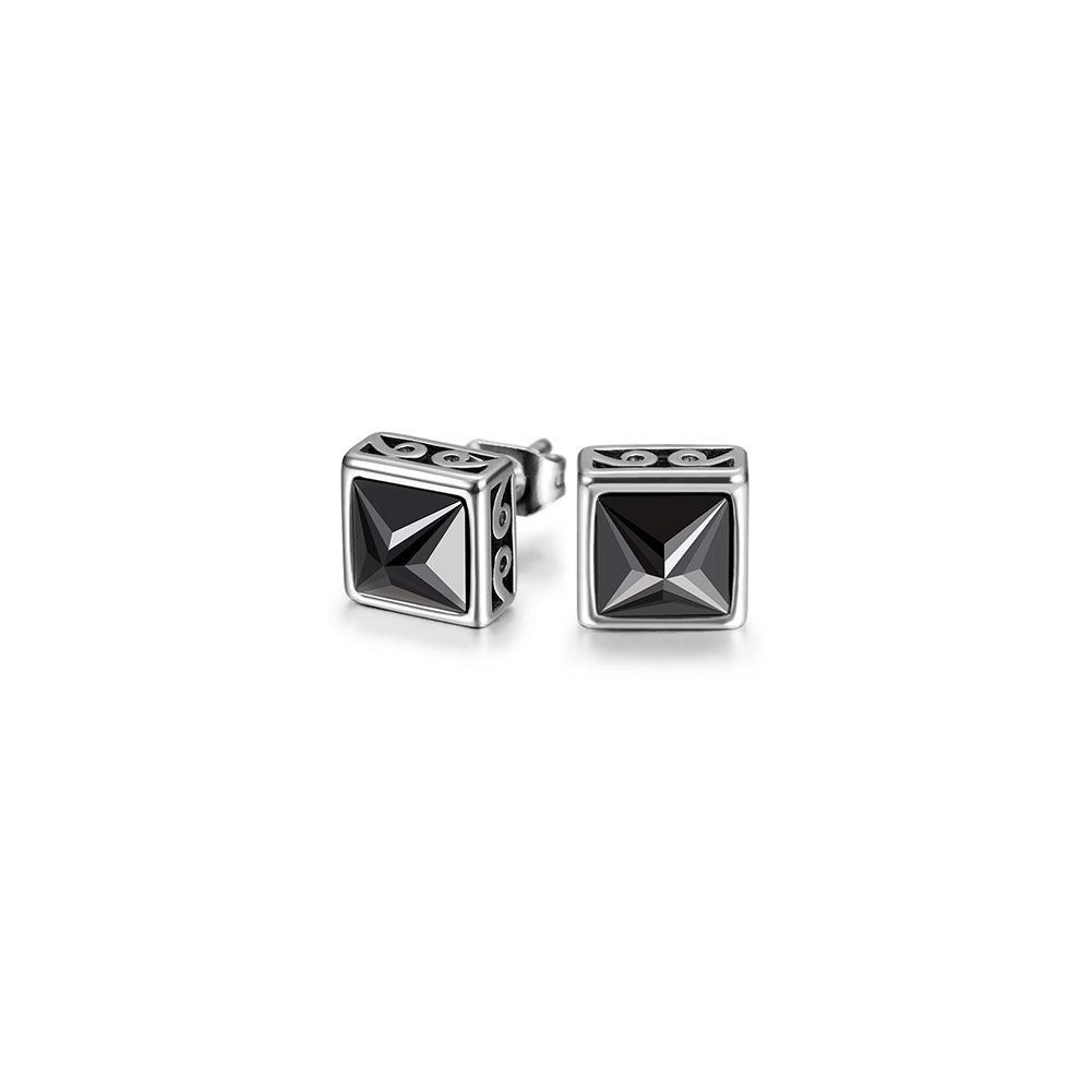 Black Square CZ Stud Earrings