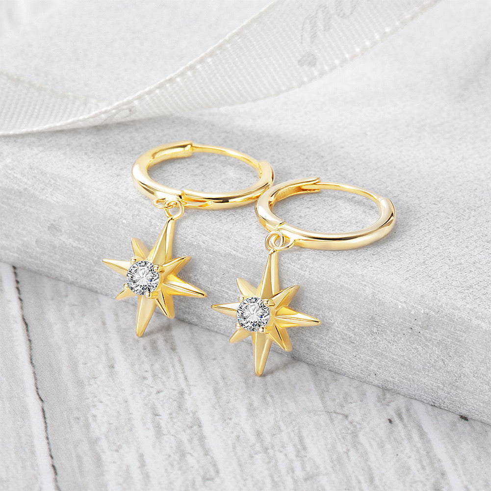 Starburst Dangle Hoop Earrings