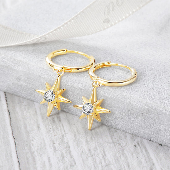 Starburst Dangle Hoop Earrings