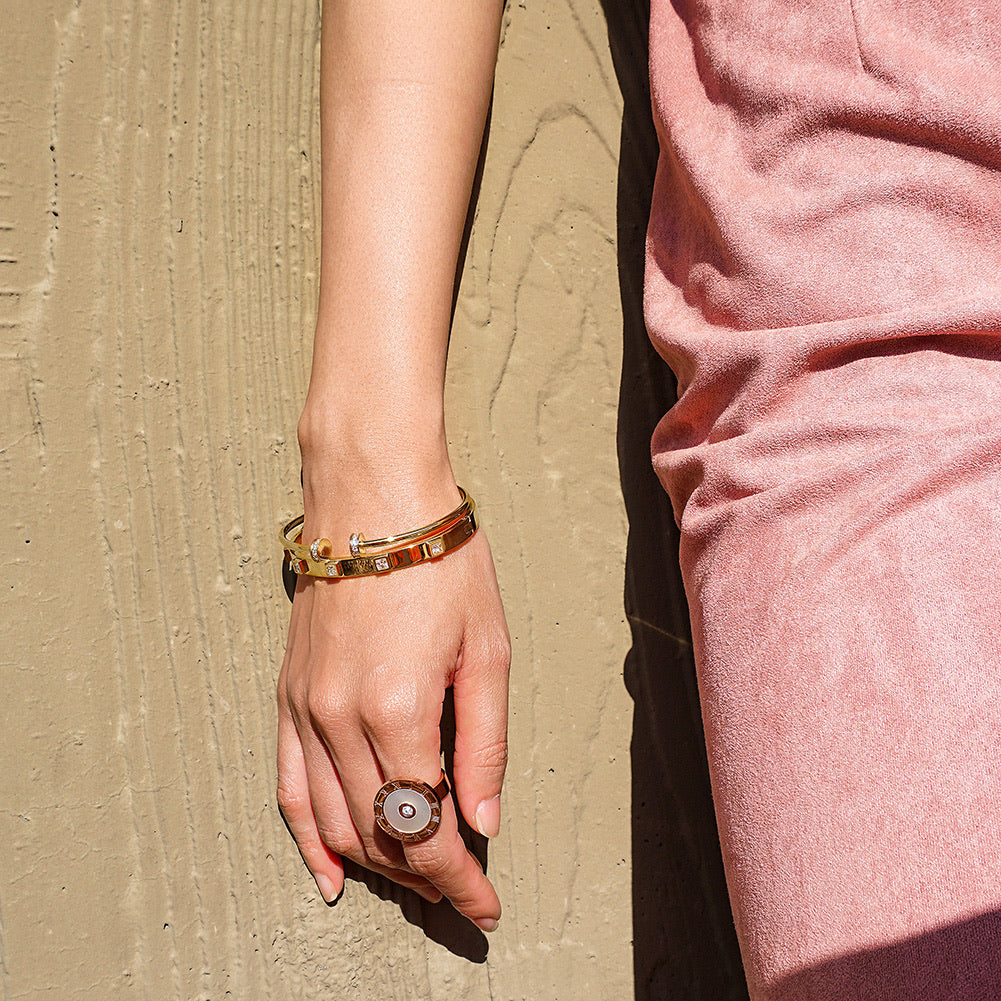 Metal Stone Hinged Bangle